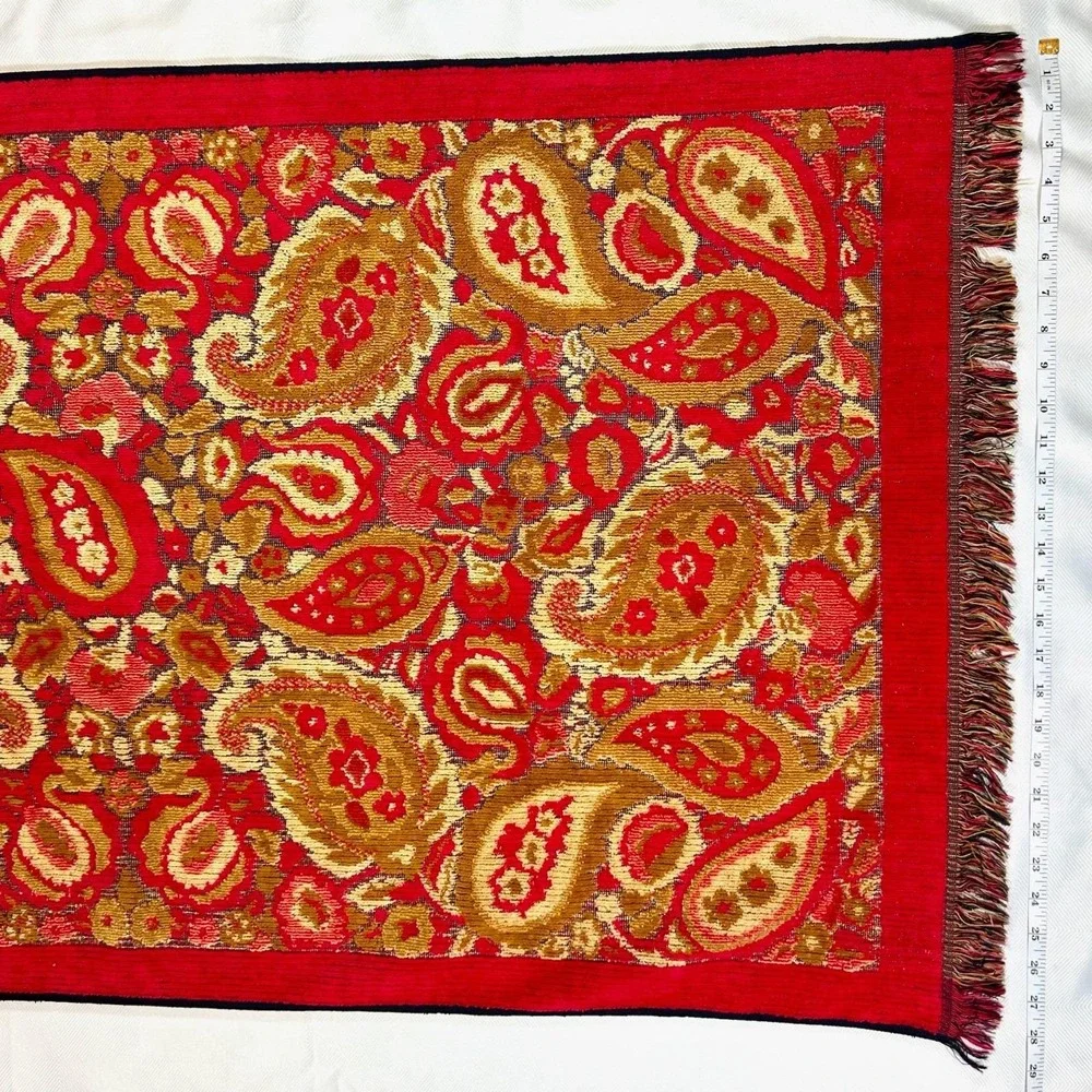 VTG Cannon Royal Family Sculpted Bath Towel Red & Gold Paisley  Regency VHTF EUC